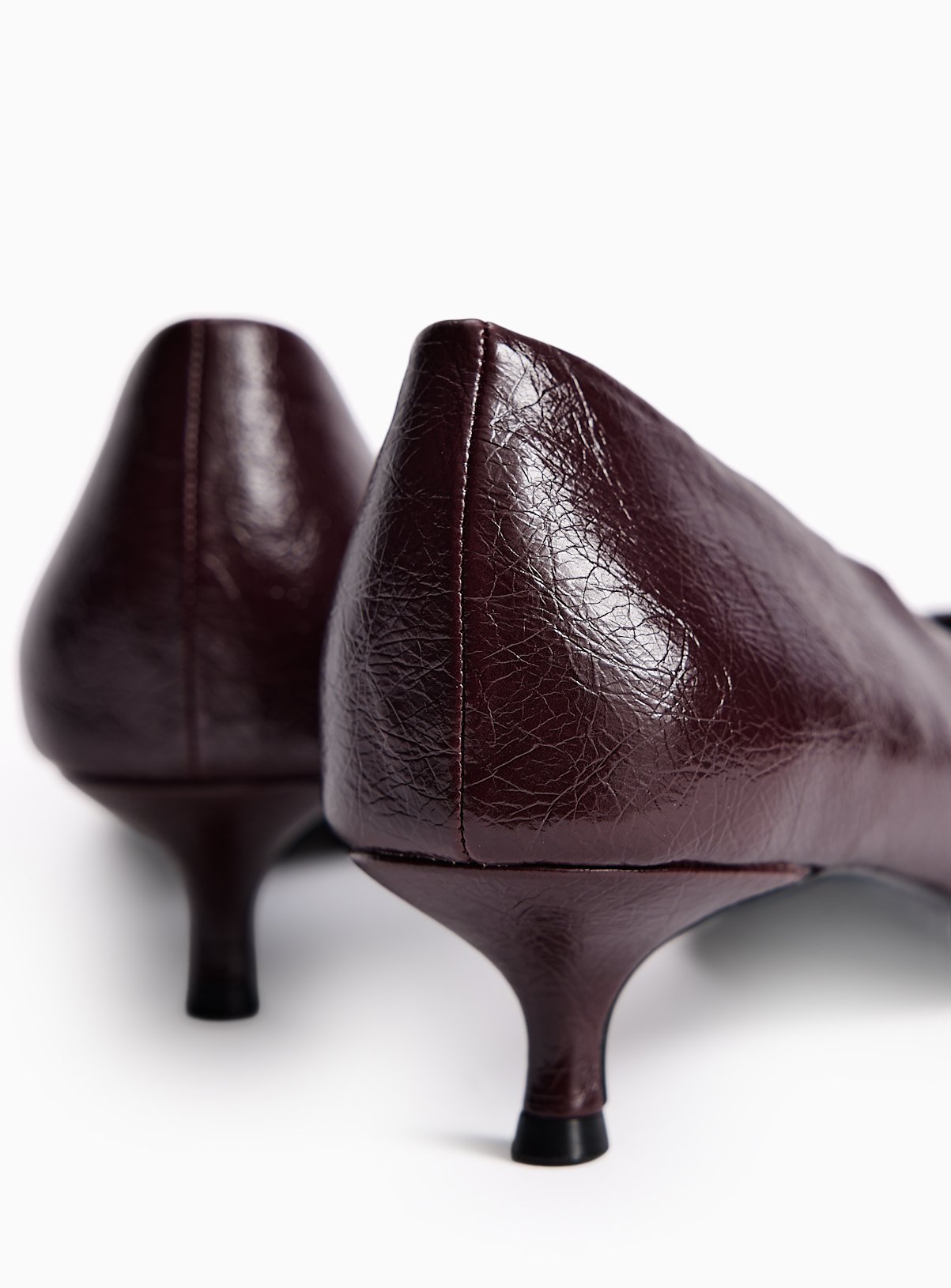 Dark Red Heeled  Pointed Court Shoes 4 - Image 4 thumbnail